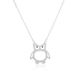 Sterling Silver Owl Necklace with Cubic Zirconias Sterling Silver Owl Necklace with Cubic Zirconias